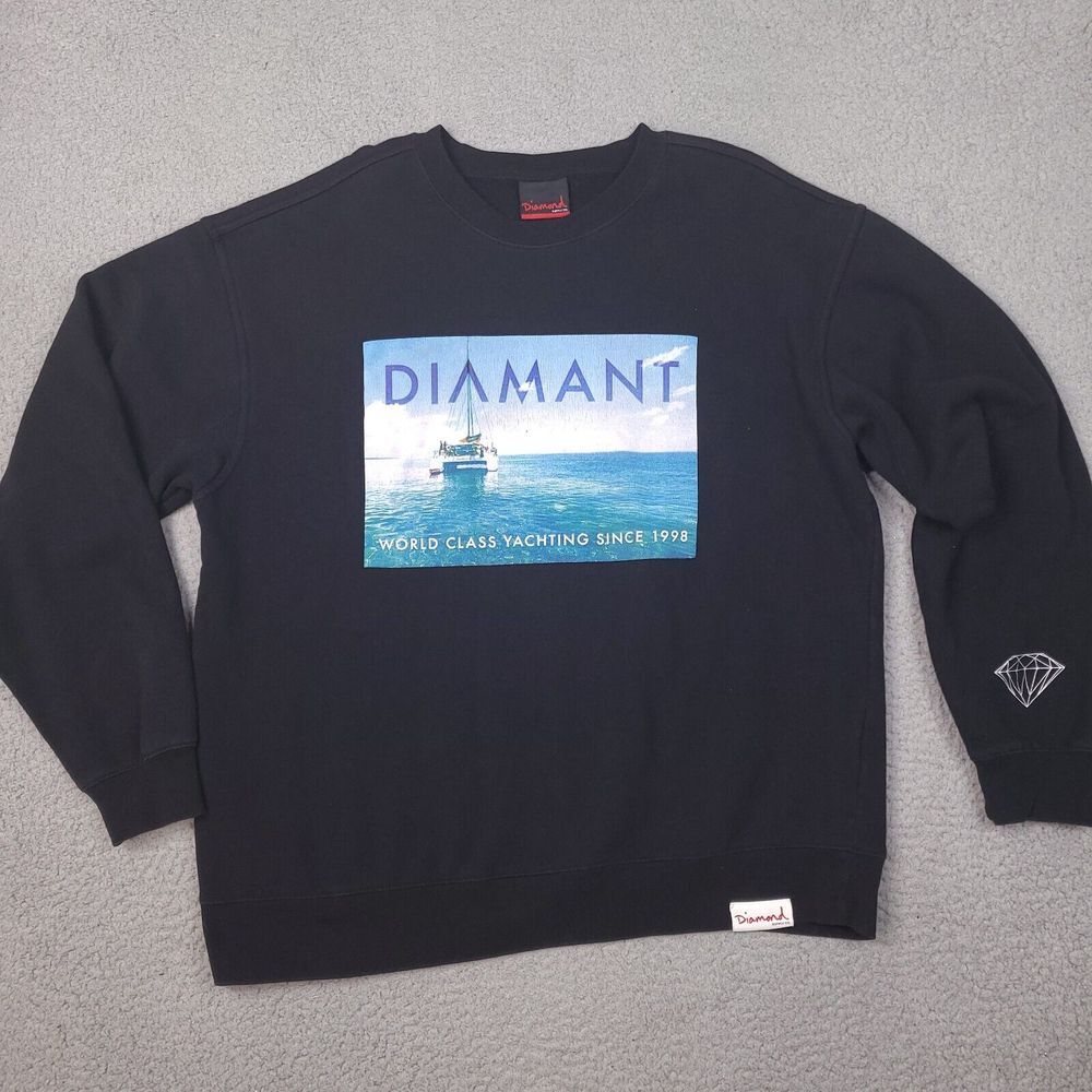 Diamond Supply Co Sweater Mens XL Black Diamant World‎ Class Yachting Since 1998